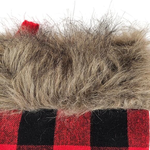 Buffalo Plaid Christmas Stocking Faux Fur Cuff 15" Holiday Decor Red Black - Picture 8 of 8